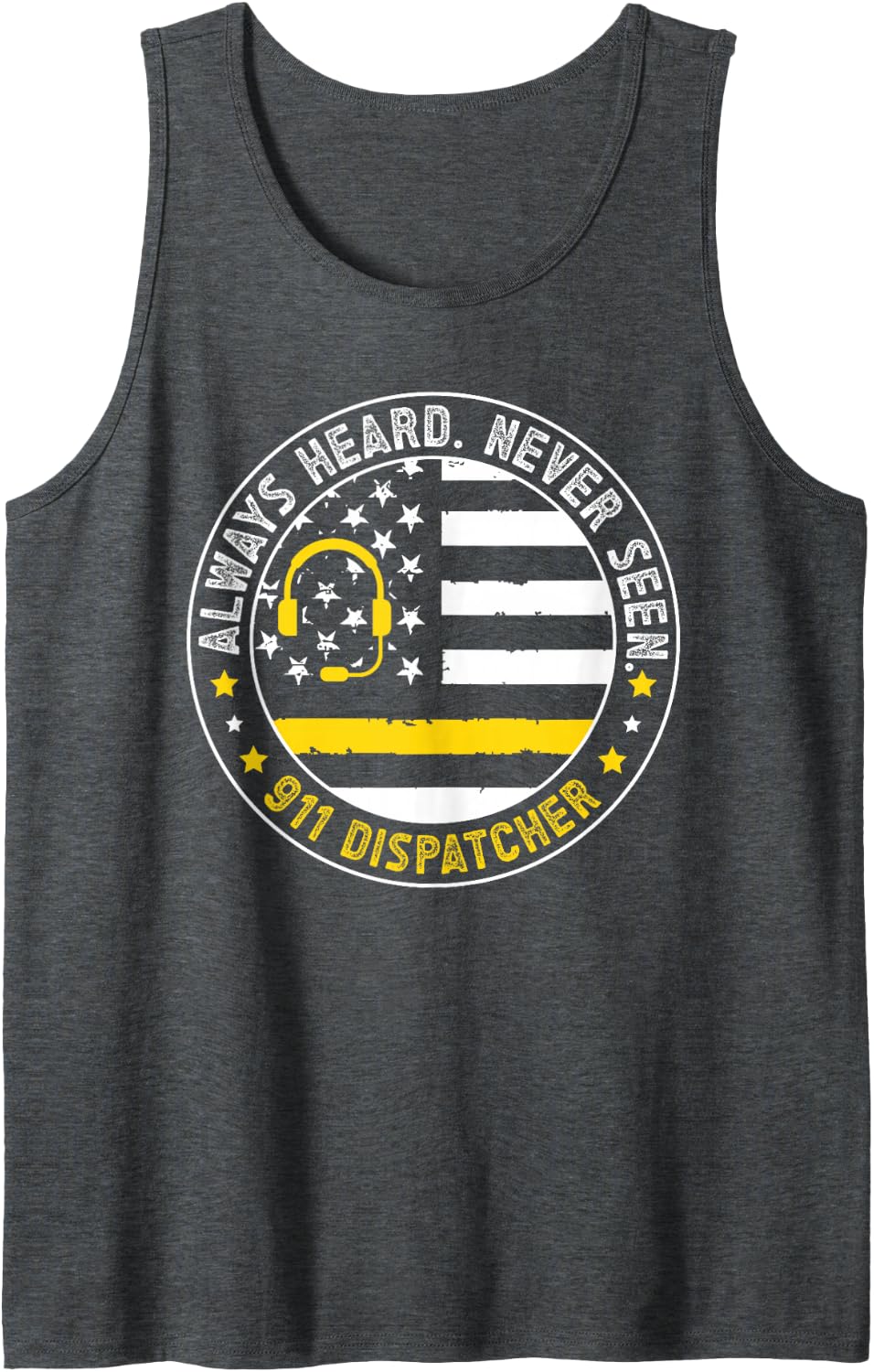 911 Dispatcher US Flag 911 Operator 911 Emergency Dispatcher Sleeveless Tank Top - Dark Heather Grey