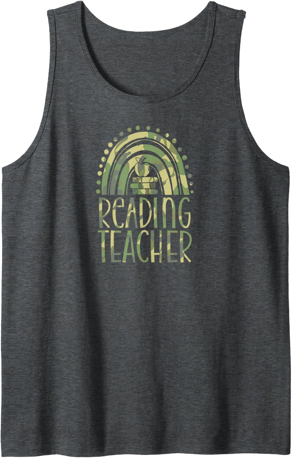 Reading Teacher Bohemian Rainbow Wholesome Aesthetic Sleeveless Tank Top - Dark Heather Grey