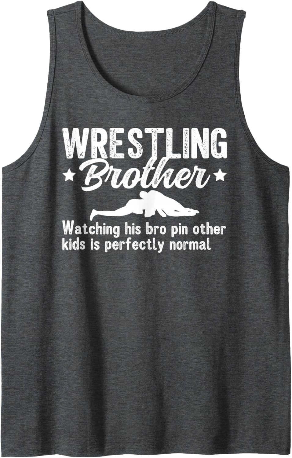 Men's Wrestling Brother Funny Brother of A Wrestler Brother Sleeveless Tank Top - Dark Heather Grey