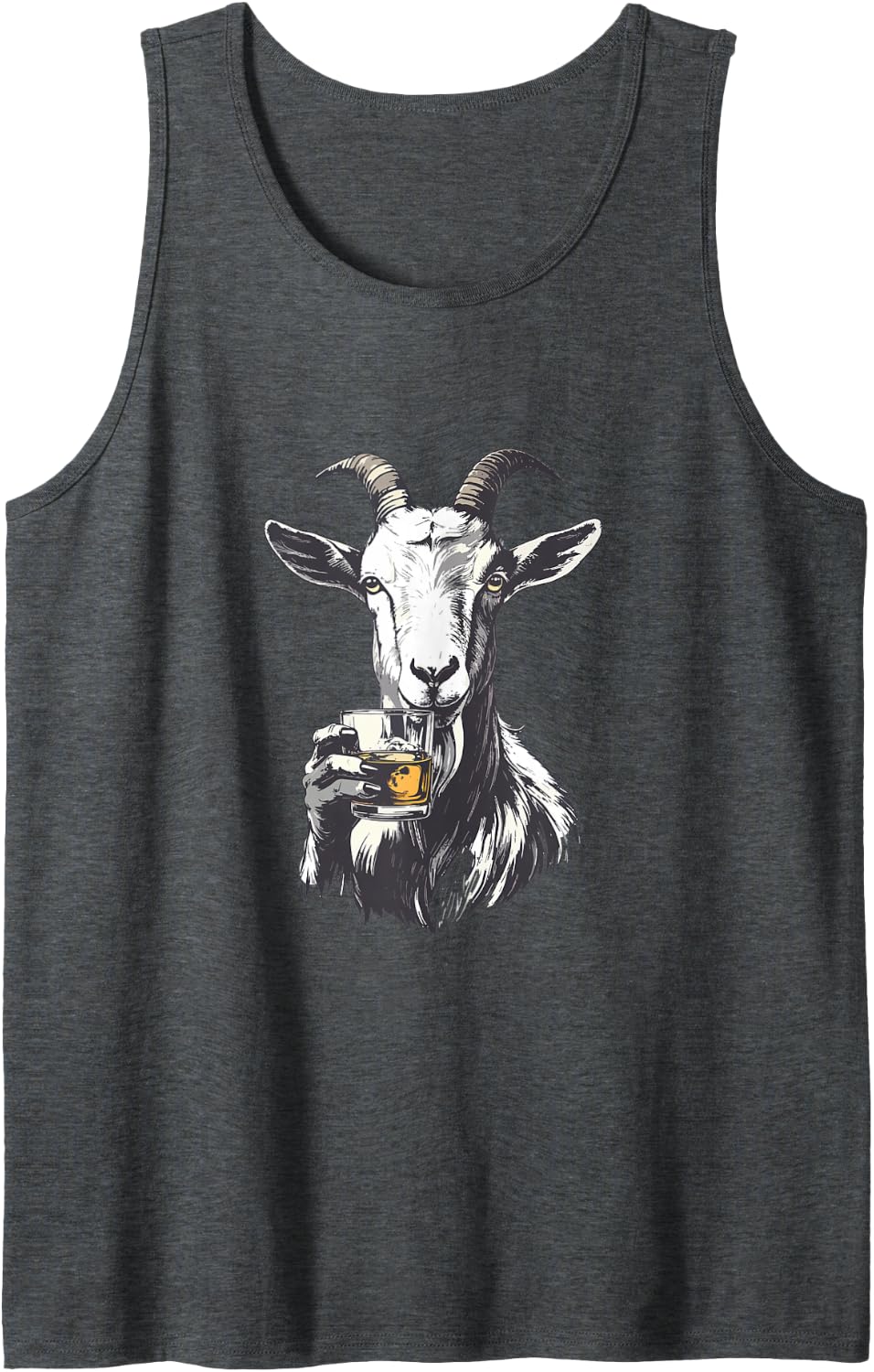 Talk Bourbon to Me Kentucky Goat Drinking Whiskey Sleeveless Tank Top - Dark Heather Grey