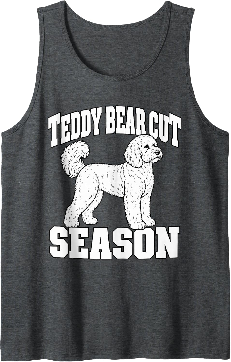 Goldendoodle Teddy Bear Cut Season Pet Parent Funny Puppy Sleeveless Tank Top - Dark Heather Grey