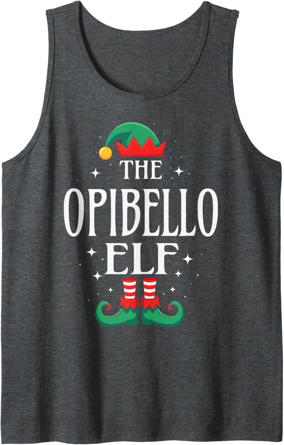 The Opibello Elf Funny Christmas Grandpa Matching Family Sleeveless Tank Top - Dark Heather Grey