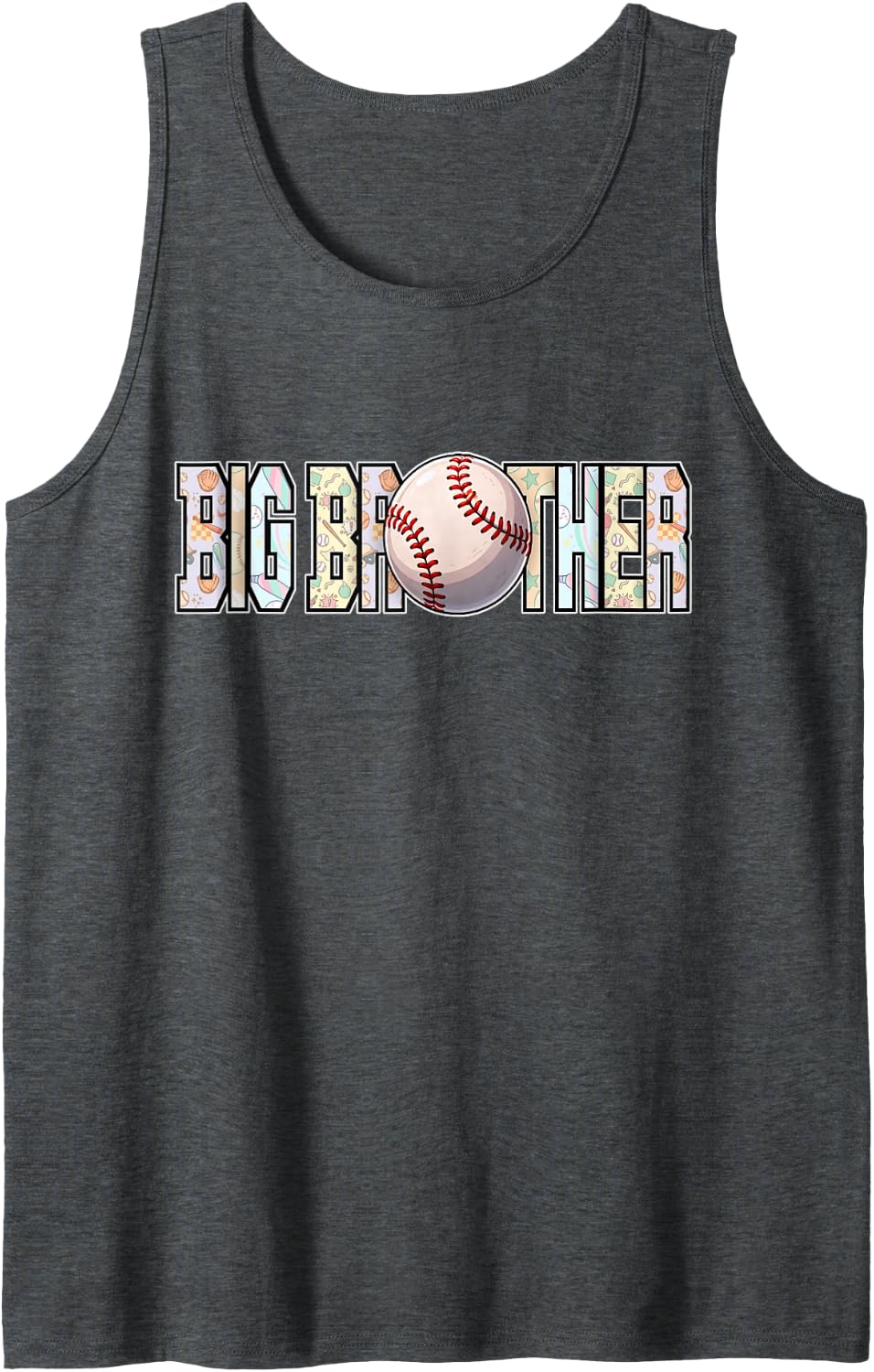 Big Brother Baseball Bro of The Birthday Party Sleeveless Tank Top - Dark Heather Grey
