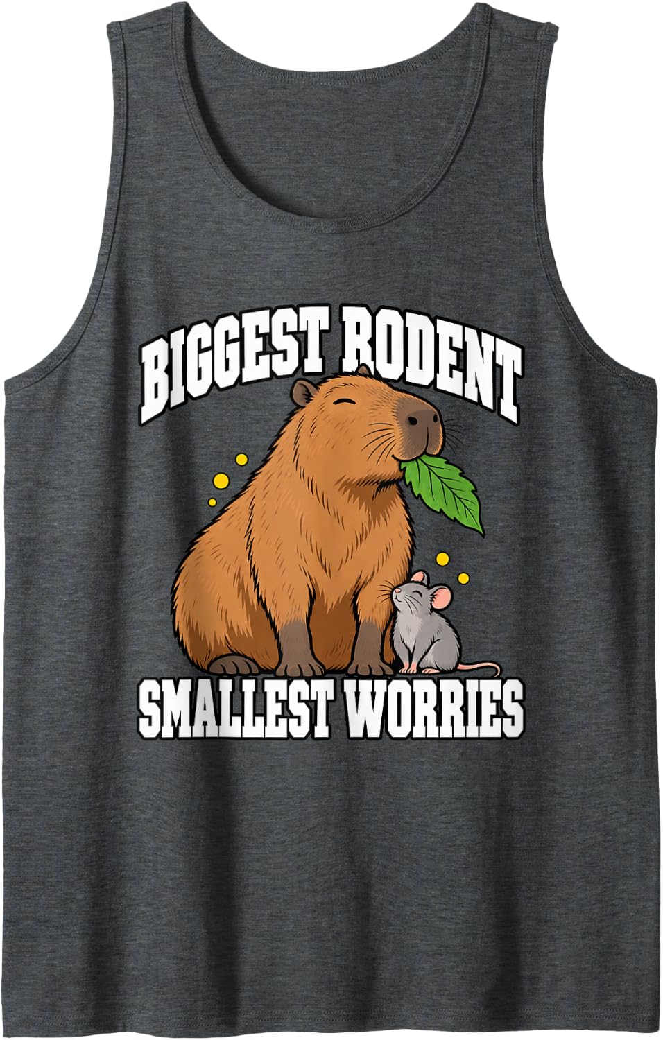 Capybara Biggest Rodent Smallest Worries Snack Chill Fan Sleeveless Tank Top - Dark Heather Grey