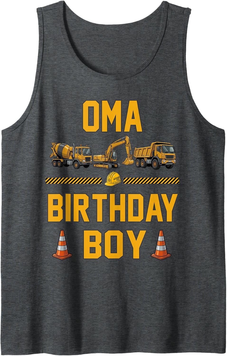 Truck Excavator Oma Birthday Boy Crew Kids Famil Tank Top - Dark Heather Grey