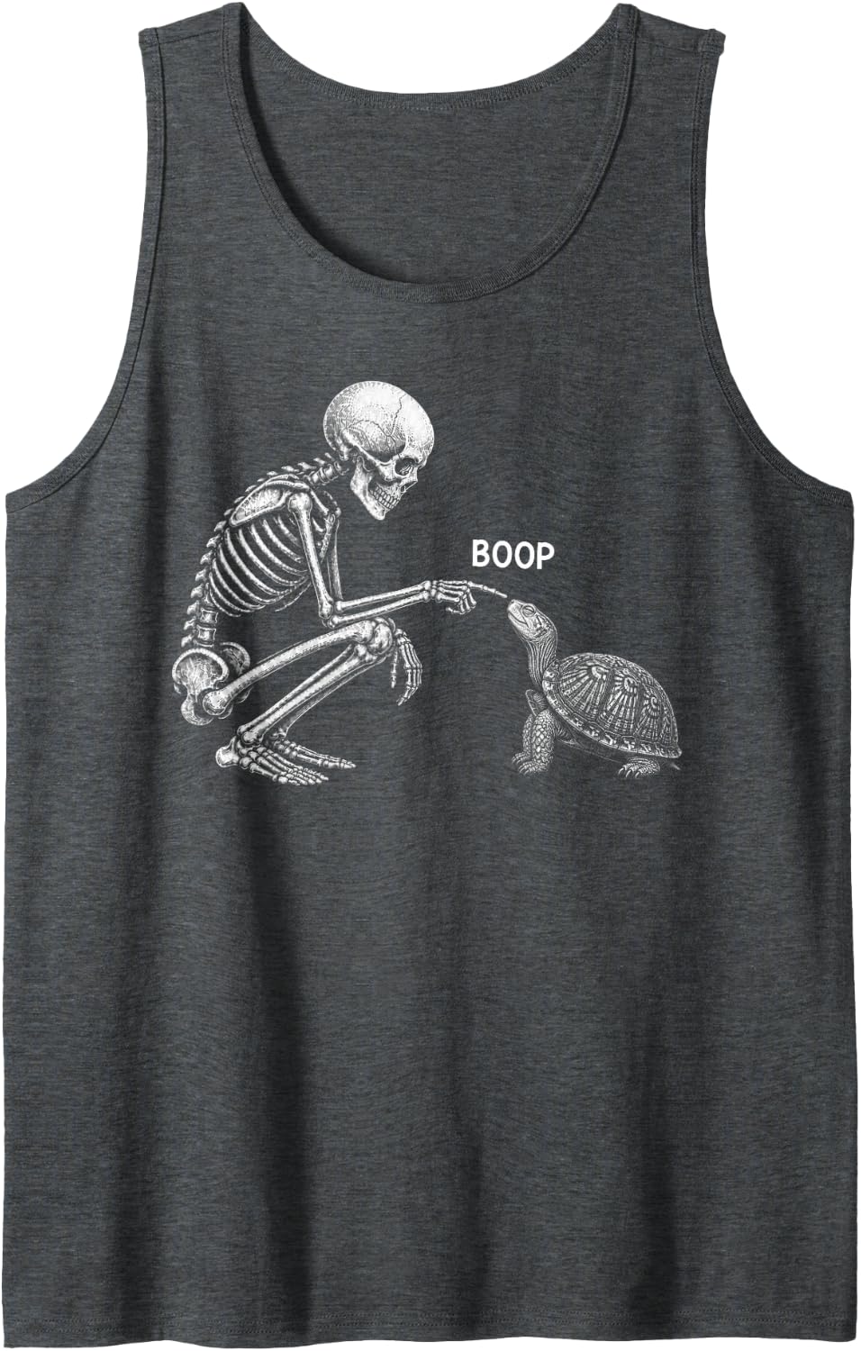 Skeleton Boop Eastern Box Turtle Vintage Halloween Sleeveless Tank Top - Dark Heather Grey