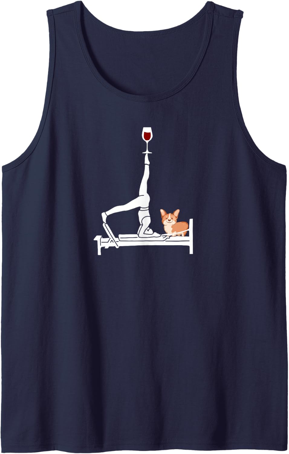 Pilates Cute Corgi Reformer Pilates Wine Lover Tank Top - Navy Blue