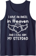 I Have an Angel in Heaven I Call Her My Stepdad Cute Tank Top - Navy Blue