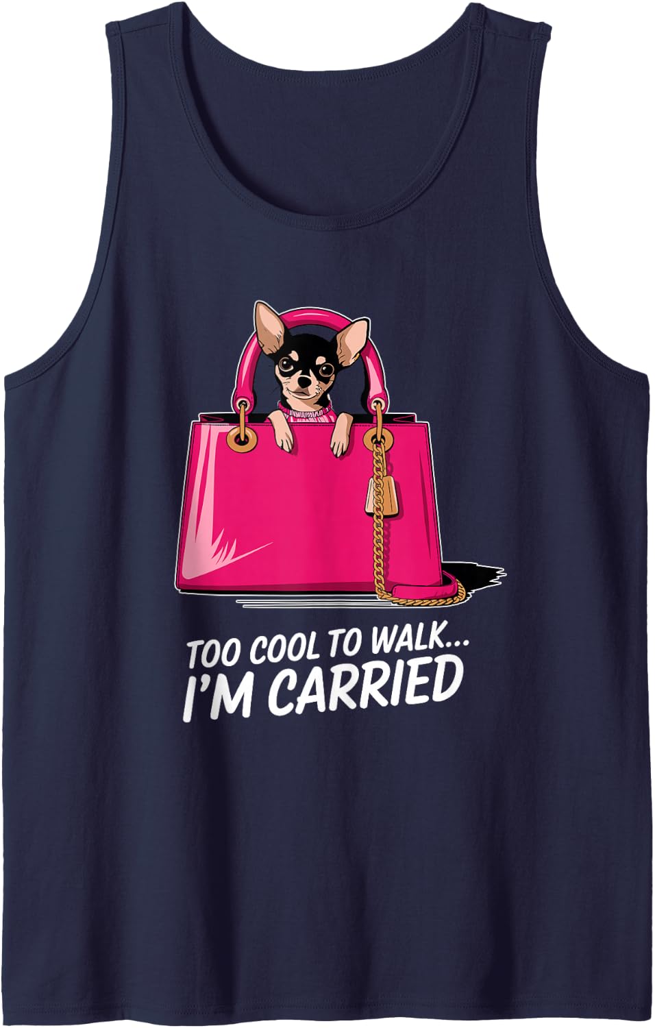 Cute Chihuahua Pet Owner Handbag Women Funny Chihuahua Tank Top - Navy Blue