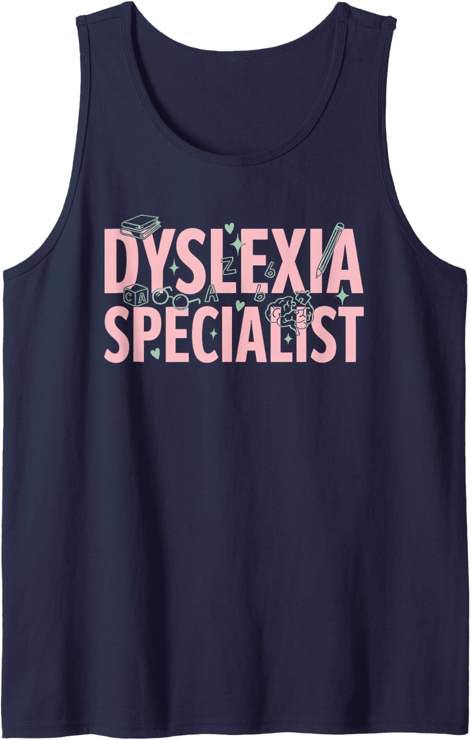 Dyslexia Specialist Tutor Teacher Reading Interventionist Sleeveless Tank Top - Navy Blue