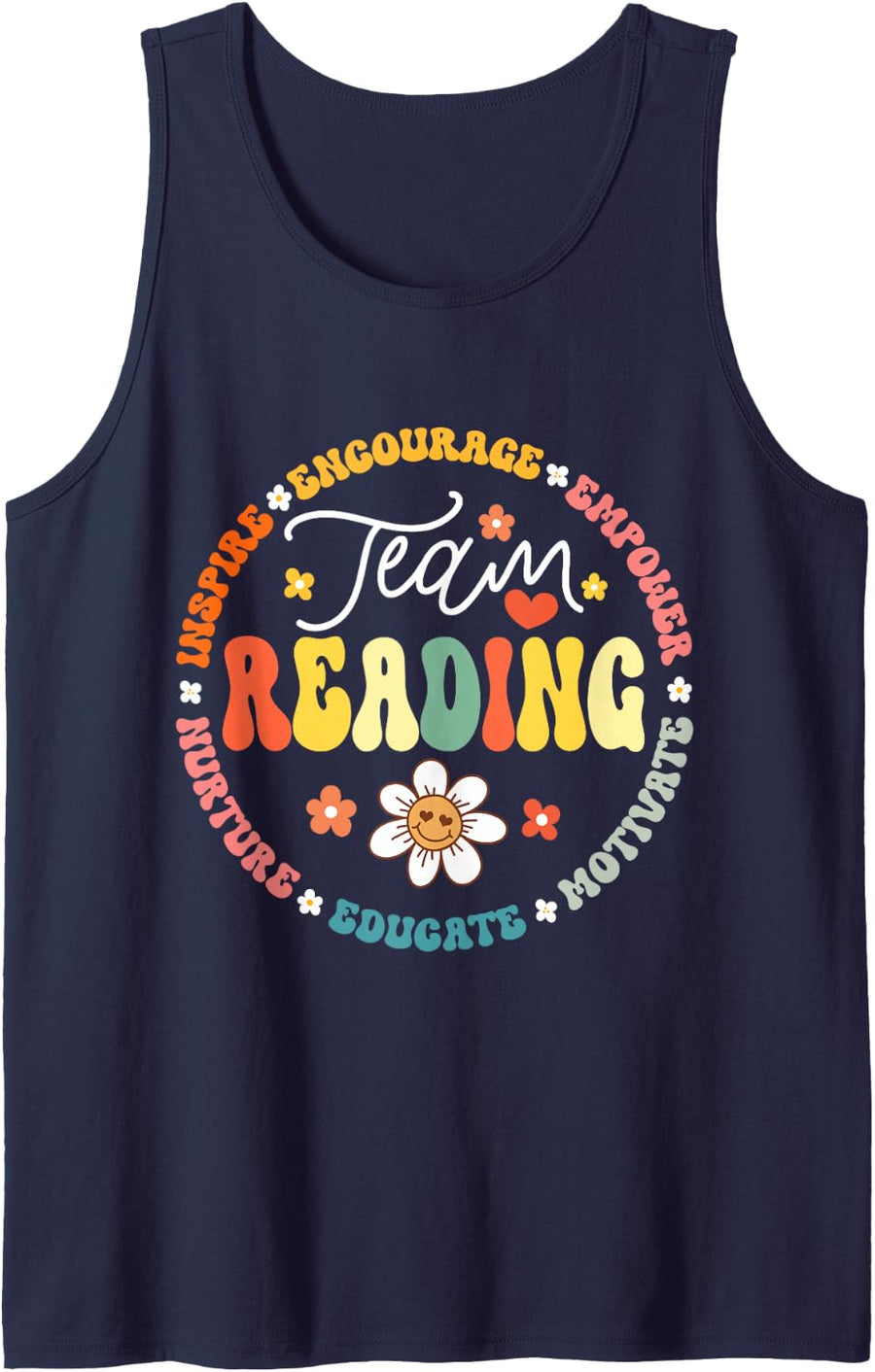 Team Reading Teacher Literacy Principal Specialist Library Sleeveless Tank Top - Navy Blue