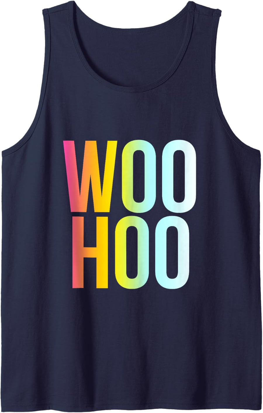 Woo Hoo - Funny Cool Positive Vibes Party Quote Sleeveless Tank Top - Navy Blue