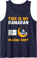 Ramadan Pajama Mosque Faith Kareem Mubarak Muslim Sleeveless Tank Top - Navy Blue