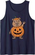 Spooky Capybara Ghost Surprise Halloween T-Shirt Sleeveless Tank Top - Navy Blue