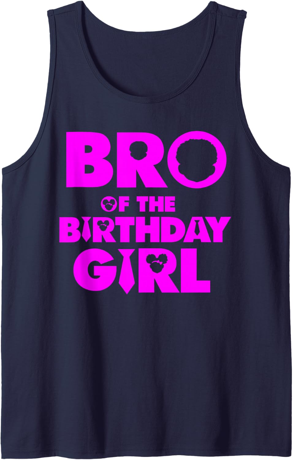 Brother Bro of The Birthday Girl Afro Boss Baby Family Bday Sleeveless Tank Top - Navy Blue