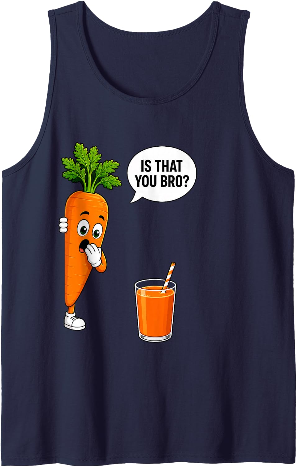 Carrot is that You Bro Funny Food Humor Vegetable Sleeveless Tank Top - Navy Blue