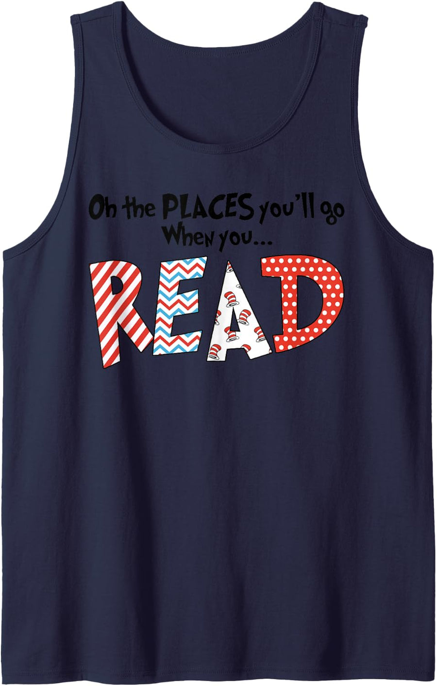 Cute Read Reading Day Book Lovers Teachers Students Kids Sleeveless Tank Top - Navy Blue