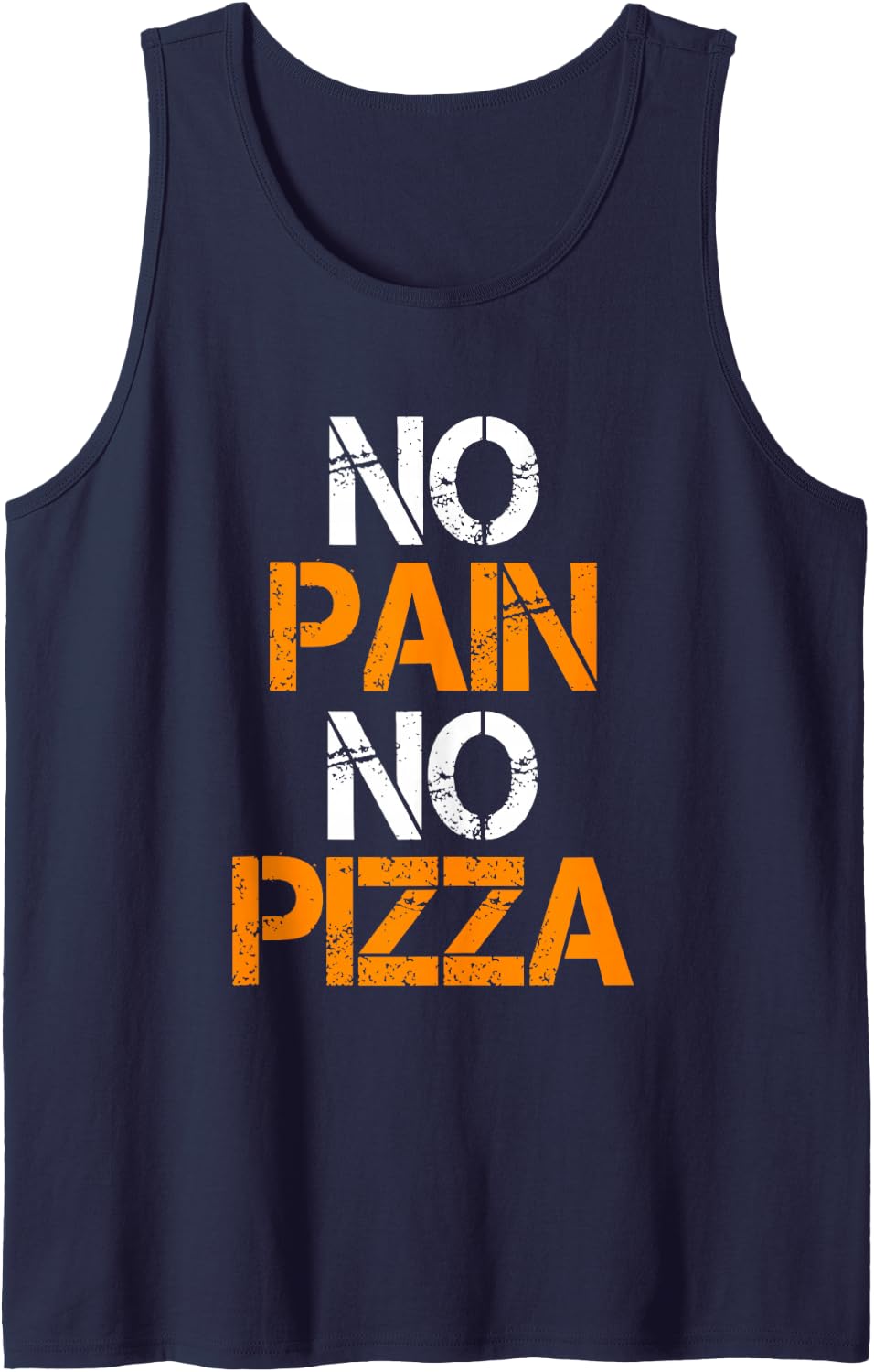 No Pain No Pizza Gym Workout Fitness Powerlifting Tank Top - Navy Blue