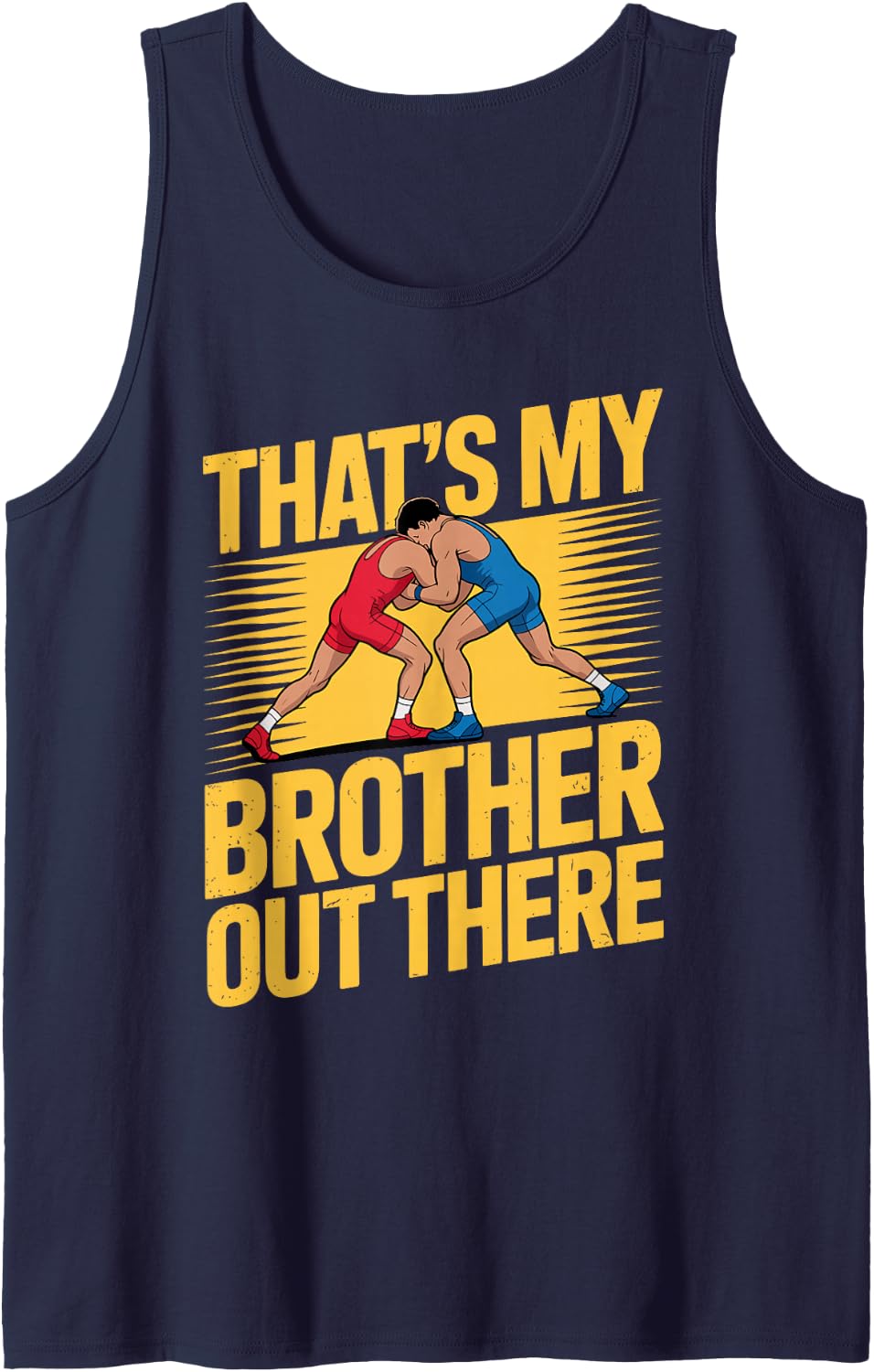 Cool Wrestling Brother Art for Boys Kid Men Wrestler Brother Sleeveless Tank Top - Navy Blue