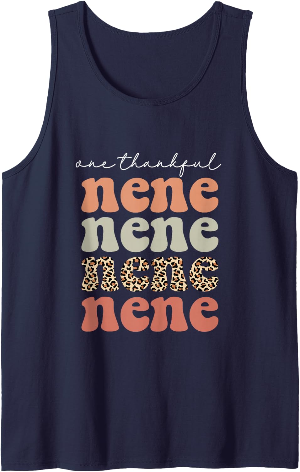 One Thankful Nene Autumn Tree Fall Leaves Thanksgiving Sleeveless Tank Top - Navy Blue