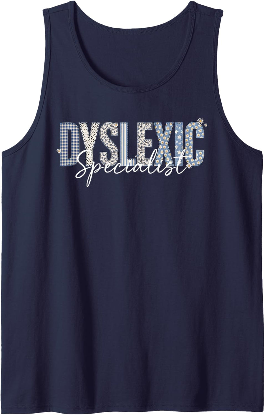 Dyslexia Specialist Tutor Reading Interventionist Teacher Sleeveless Tank Top - Navy Blue