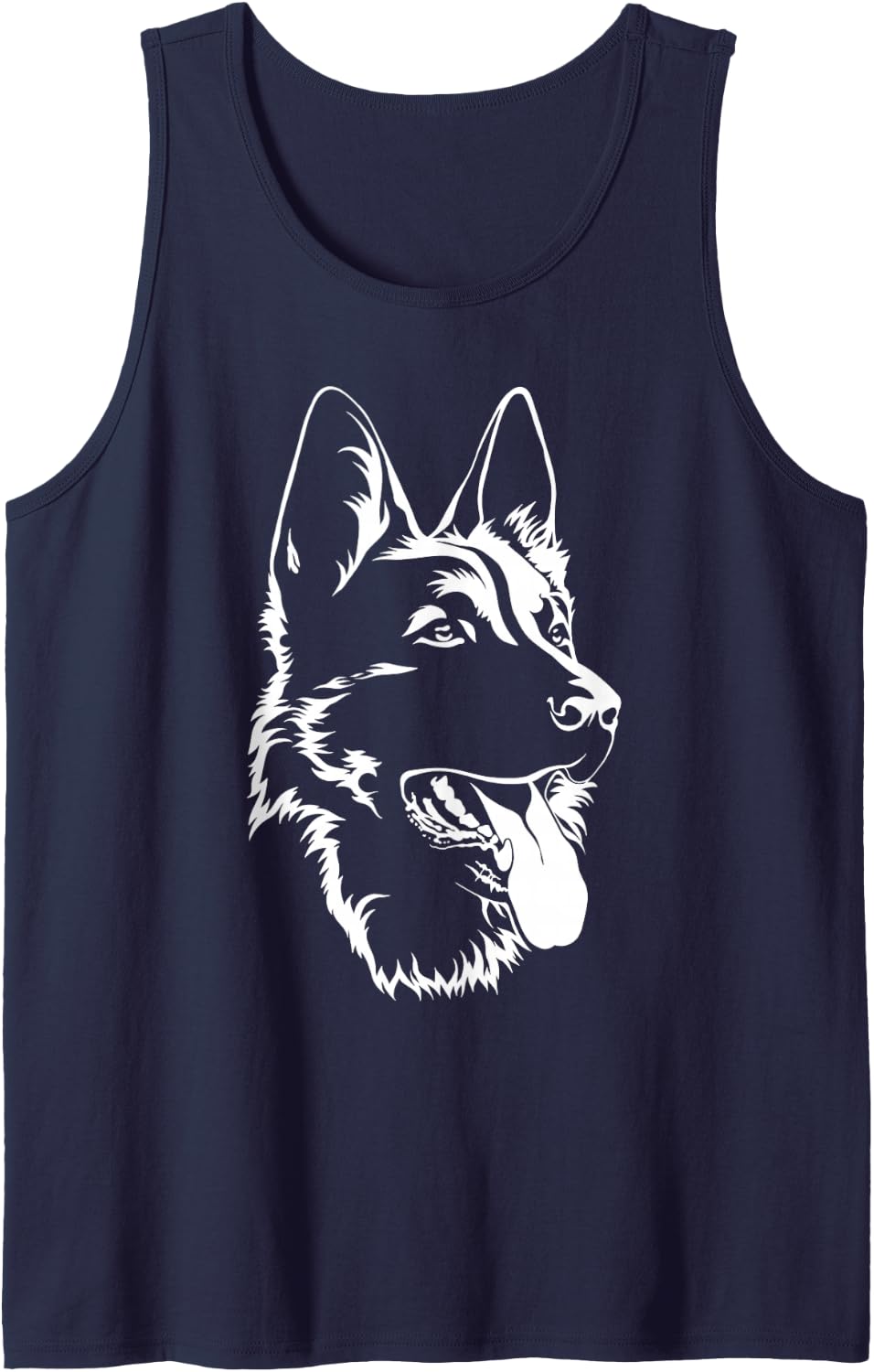 Dog Silhouette Sitting - German Shepherd Tank Top - Navy Blue