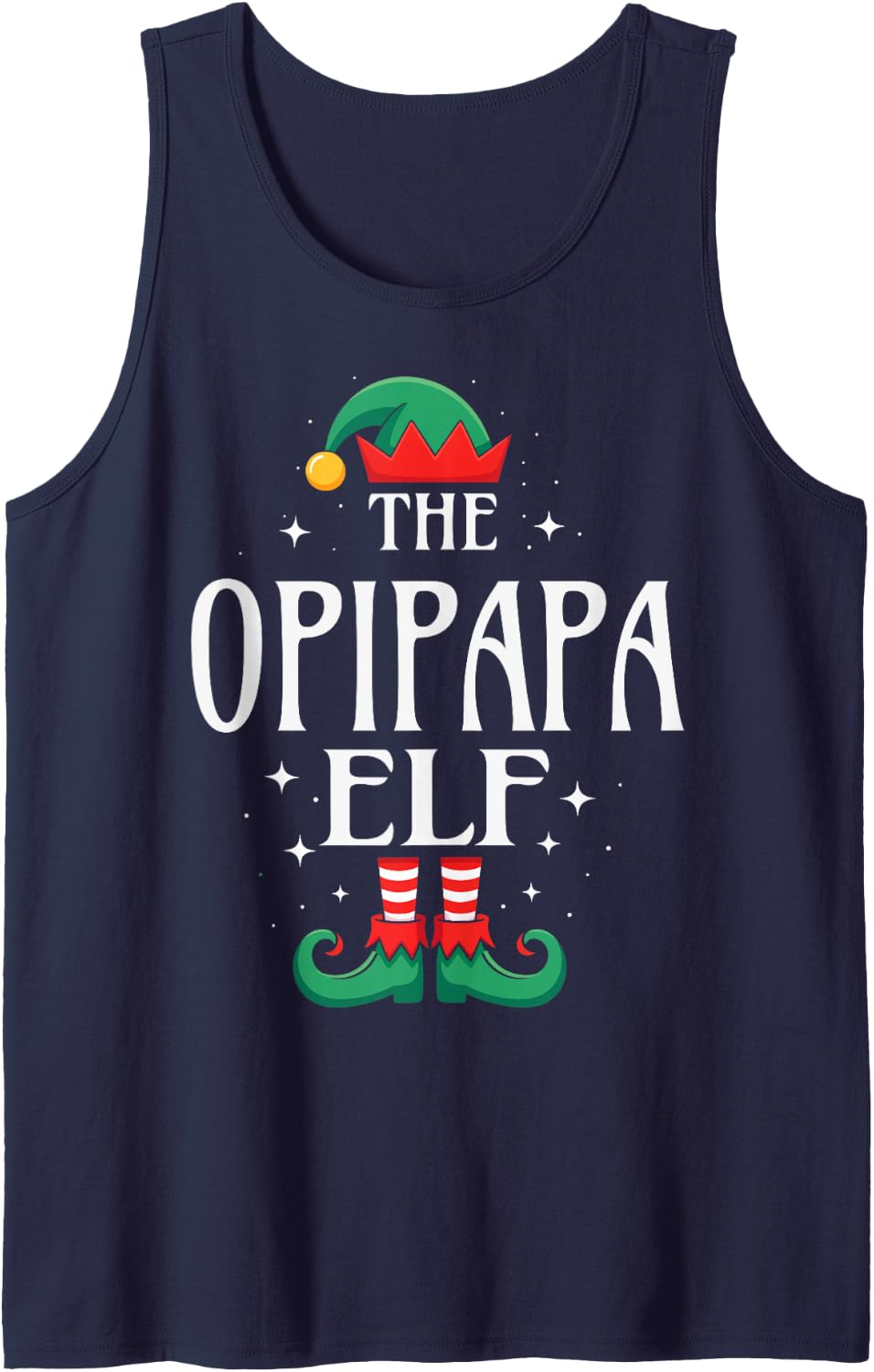 The Opipapa Elf Funny Christmas Grandpa Matching Family Sleeveless Tank Top - Navy Blue