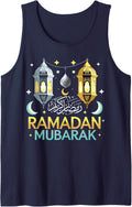Ramadan Mubarak, Ramadan Mubarak idea for Muslim Sleeveless Tank Top - Navy Blue