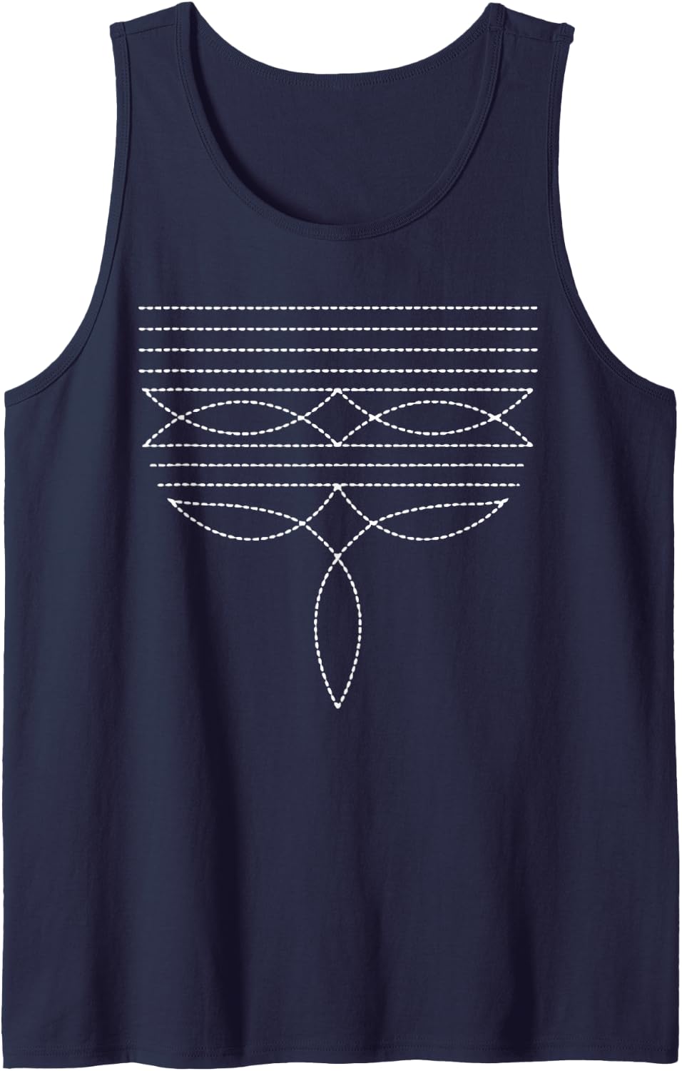 Western Boot Stitch Cowboy and Cowgirl Rodeo Sleeveless Tank Top - Navy Blue