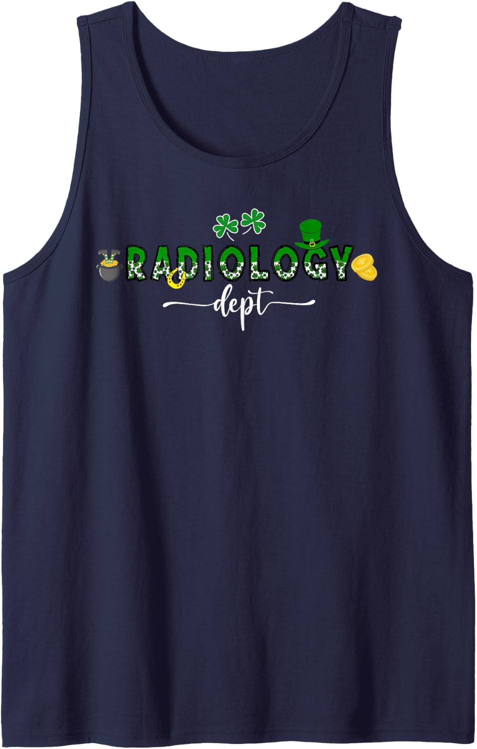 Radiology Dept Leopard Shamrock X-Ray Tech St Patricks Day Sleeveless Tank Top - Navy Blue