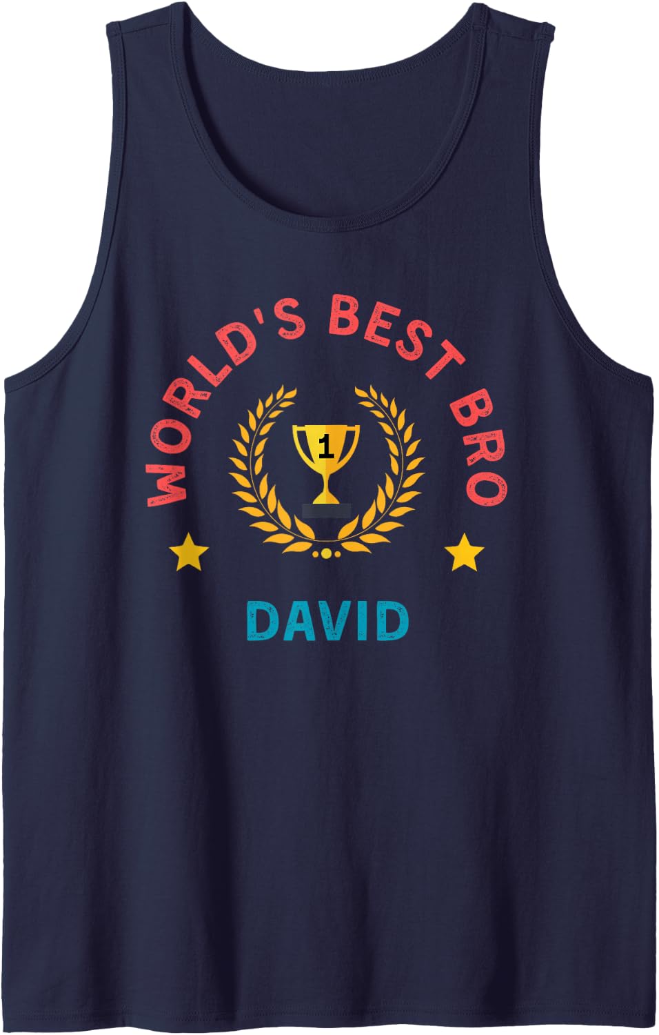 Funny Brother David Christmas Birthday World's Best Bro Sleeveless Tank Top - Navy Blue