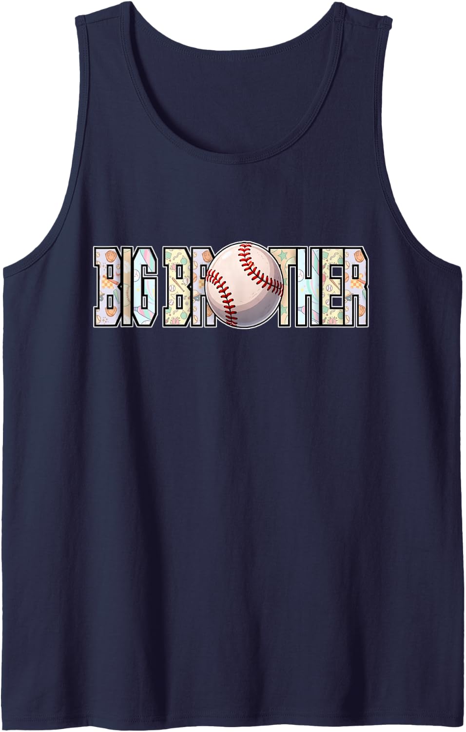 Big Brother Baseball Bro of The Birthday Party Sleeveless Tank Top - Navy Blue