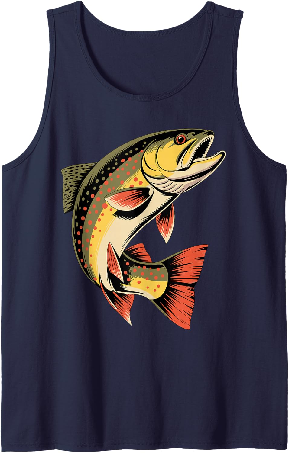 Brook Trout Design for Men Women Kids Angler Brook Trout Sleeveless Tank Top - Navy Blue