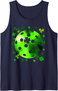 Funny Pickleball Shamrock Clover St Patrick's Day Women Men Tank Top - Navy Blue
