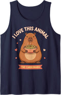 I Love This Animal The Carbonara Capybara Puns - Sleeveless Tank Top - Navy Blue