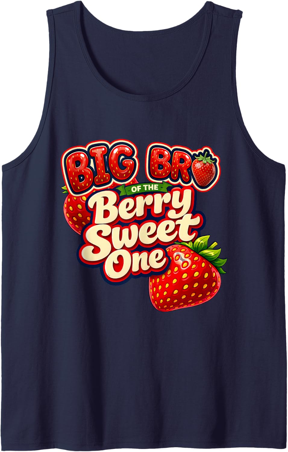 Brother Big Bro of The Berry Sweet One Retro First Birthday Sleeveless Tank Top - Navy Blue