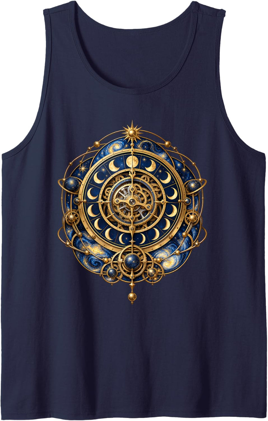 Cosmic Astronomical Clock Horology Clockmaker Sleeveless Tank Top - Navy Blue