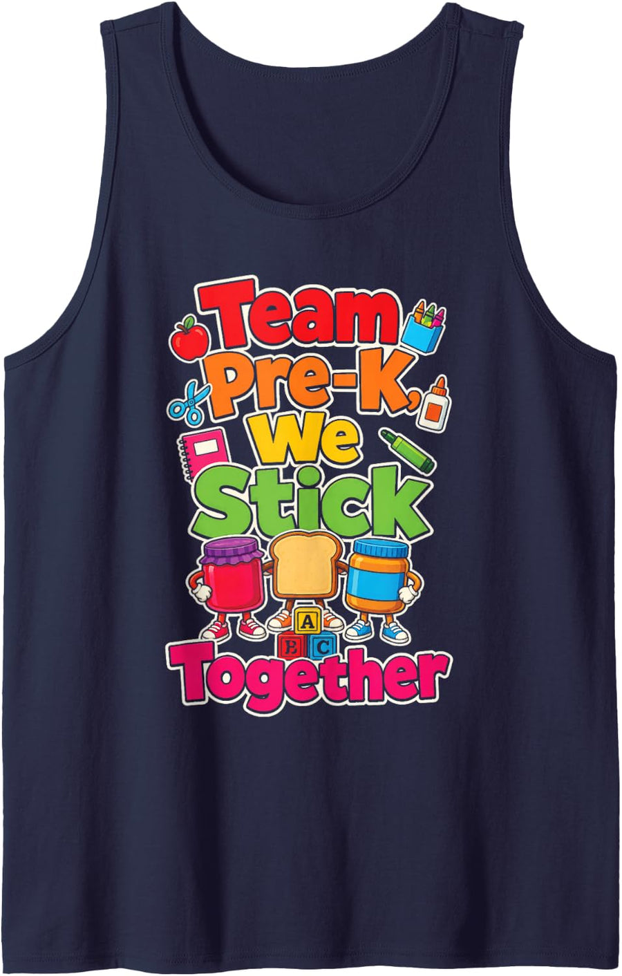 Pre-K Team We Stick Together Preschool Squad Sleeveless Tank Top - Navy Blue