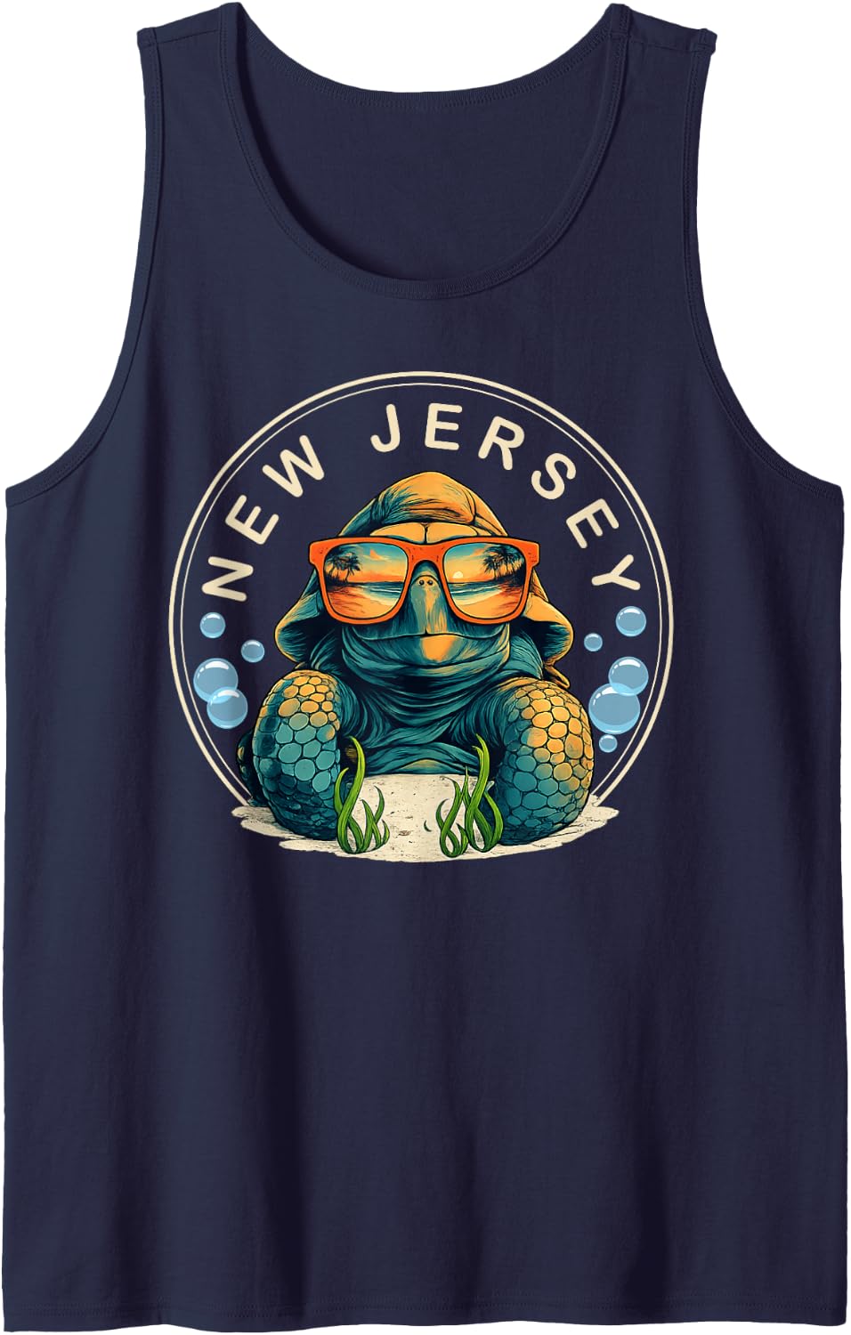 Sea Turtle Lovers New Jersey Beach Summer Vacation Tank Top - Navy Blue