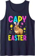 Funny Capybara Easter Day Capy Easter Eggs Capy Lovers Kids Sleeveless Tank Top - Navy Blue