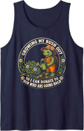 Inappropriate Turtle Growing My Bush Out Funny Women Humor Sleeveless Tank Top - Navy Blue