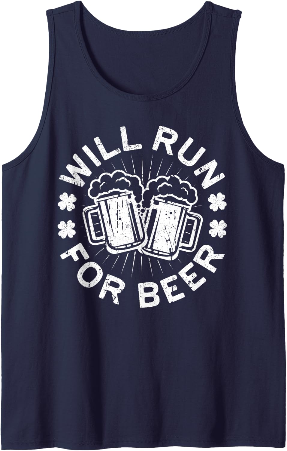 Will Run For Beer Shirt Funny Men Women St Patricks Day Tank Top - Navy Blue