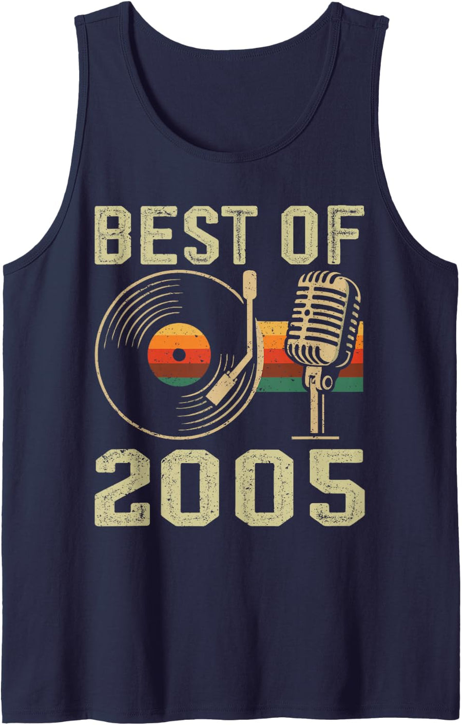 Best of 2005 Classic Year Retro Birth of Birthday Vintage Sleeveless Tank Top - Navy Blue