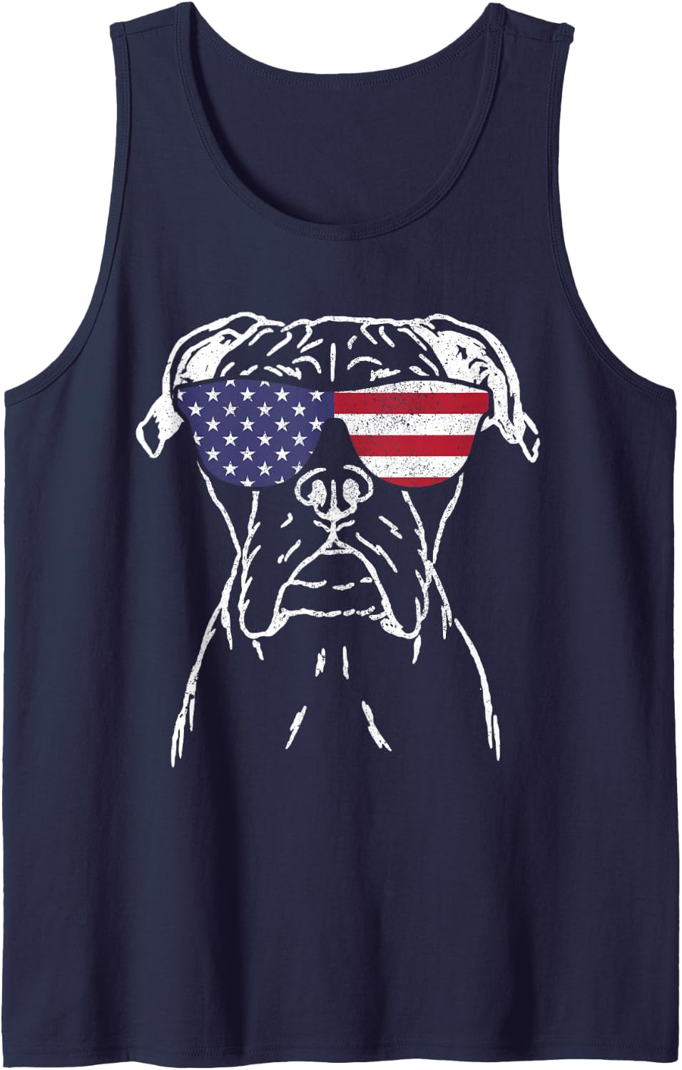 Boxer Dog Patriotic 4th of July American Flag Pride Tank Top - Navy Blue