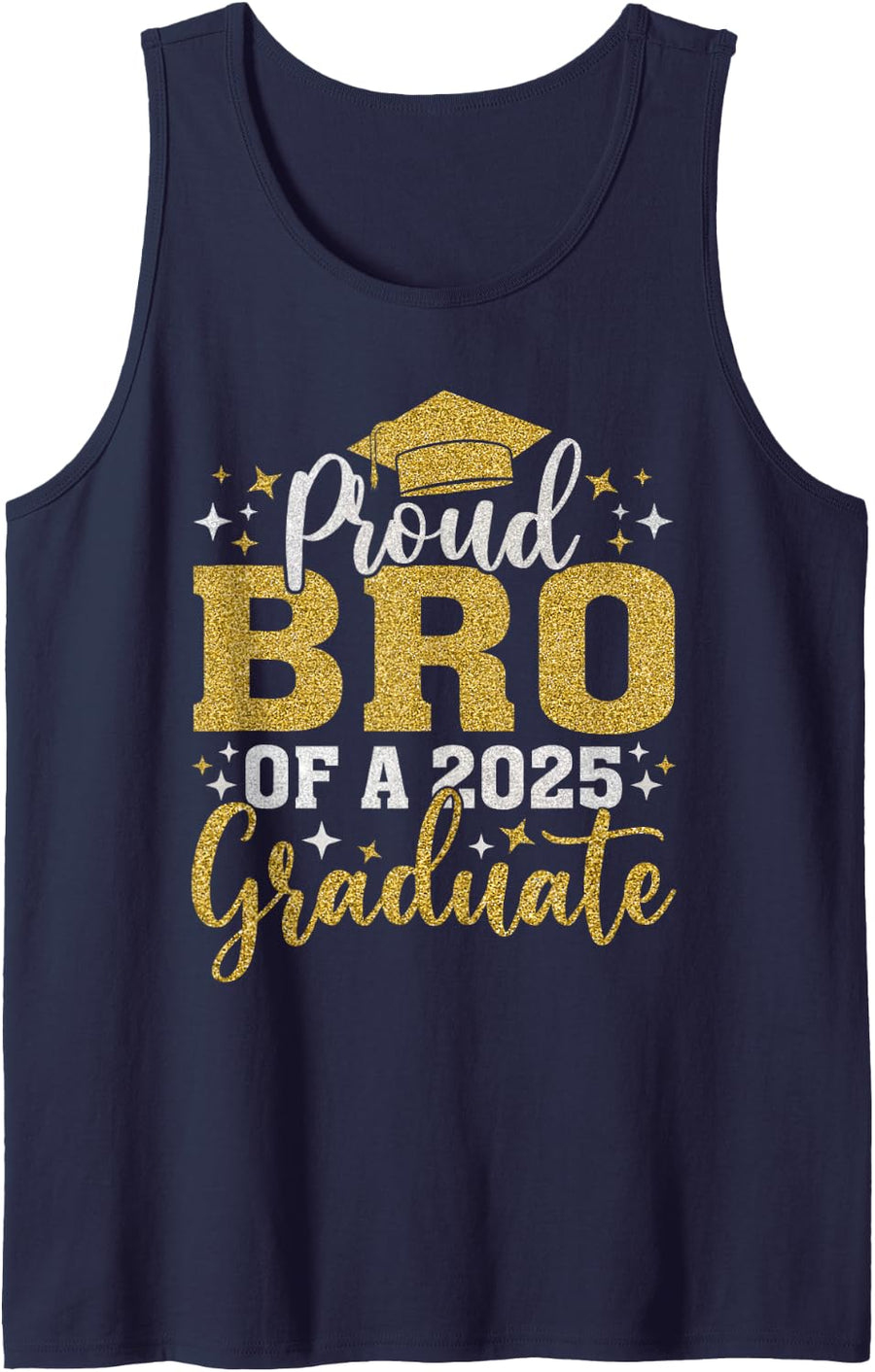 Bro Senior 2025 Proud Bro of A Class of 2025 Graduate Sleeveless Tank Top - Navy Blue