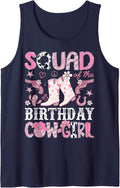 Squad of The Birthday Cowgirl Pink Disco Rodeo Squad Sleeveless Tank Top - Navy Blue