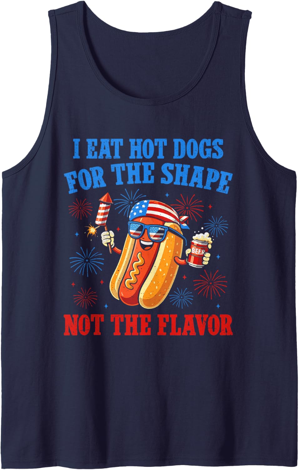 I eat hot Dogs for the Shape Funny Glizzy Gobbler Tank Top - Navy Blue