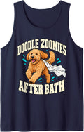 Goldendoodle Doodle Zoomies After Bath Doodle Dad Humor Sleeveless Tank Top - Navy Blue