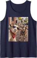 Funny Goat Street Photobomb Gangster Farm Animal Meme Sleeveless Tank Top - Navy Blue