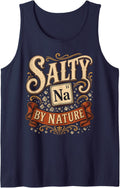 Salty by Nature Chemistry Sodium Science Pun Sleeveless Tank Top - Navy Blue